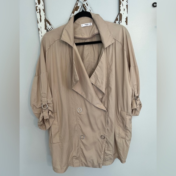 Mango Beige Utility Lightweight‎ jacket Size Medium Oversized Fit - Picture 1 of 7